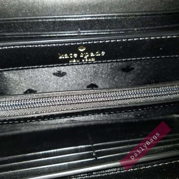 NWT KATE SPADE 100% AUTHENTIC MEOW CAT CONTINENTAL WALLET BLACK WHITE LEOPARD - Picture 2 of 7